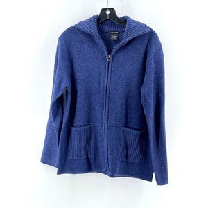 Hope & Honey Women's Long Sleeve Blue Full Zip Pocket Cardigan Sweater Size S